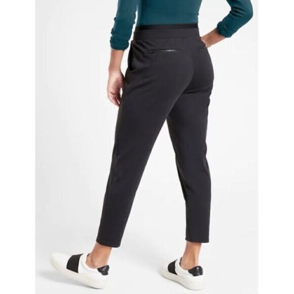Athleta Venice Black Ponte Knit Pintuck Front Seam Pants Medium - Picture 2 of 8
